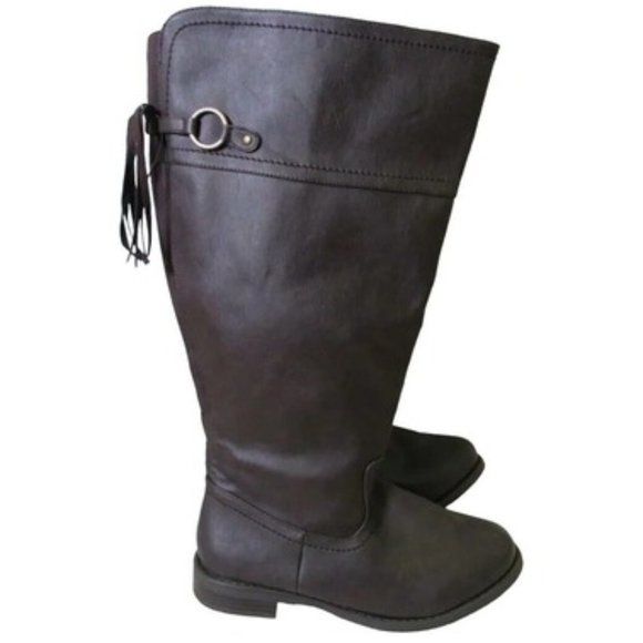 Lane Bryant Shoes - Lane Bryant Chocolate Brown Faux Leather Stretch Back Riding Boot Size 9W 9 Wide